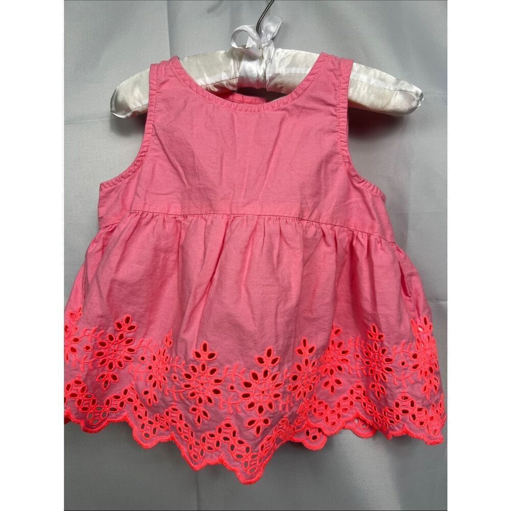 Baby Gap pink and neon orange woven eyelet sleeveless cotton top size 4T